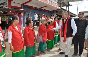 Reception of the Governor of Arunachal Pradesh Shri P.B. Acharya at Upper Subansiri District, Daporijo on 28th June 2017. 